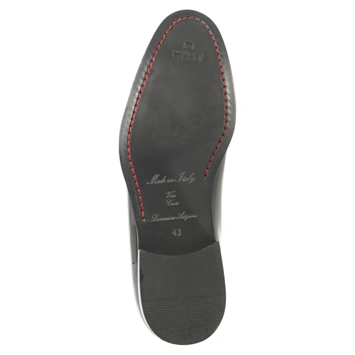 Calzoleria Marini - Mocassino vernice nero per uomo | 100/451 vernice nero cuoio
